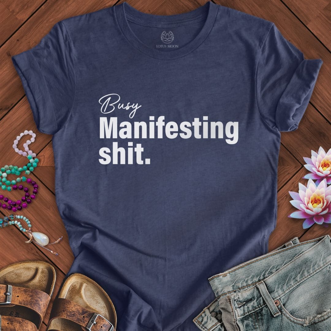 Busy Manifesting Tee Heather Navy