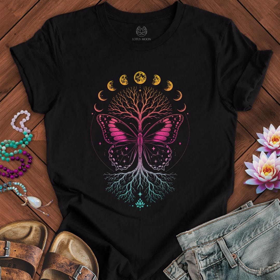 Printify T-Shirt Butterfly Tree Of Life Tee Black / S