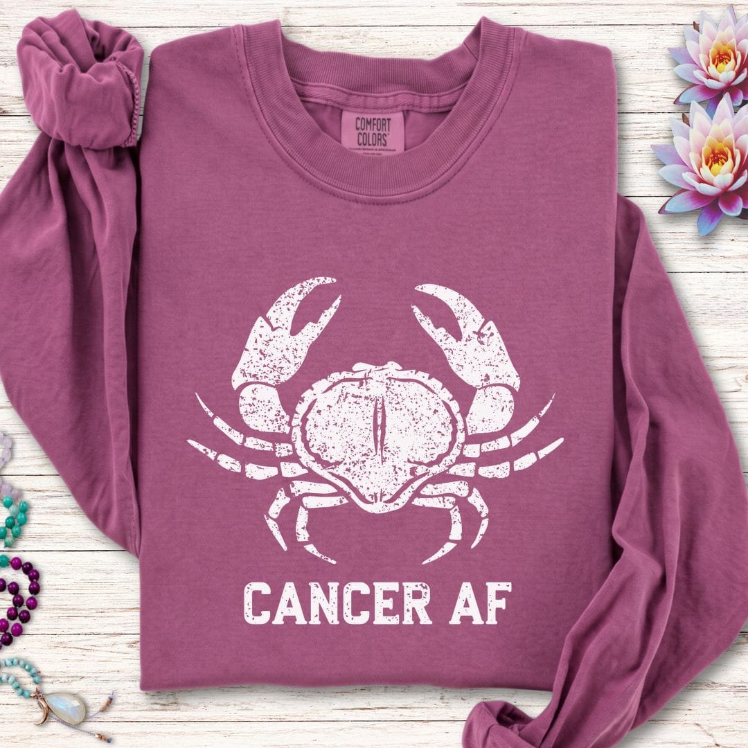 Cancer AF Long Sleeve Tee Berry