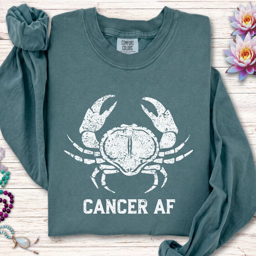 Cancer AF Long Sleeve Tee Blue Spruce
