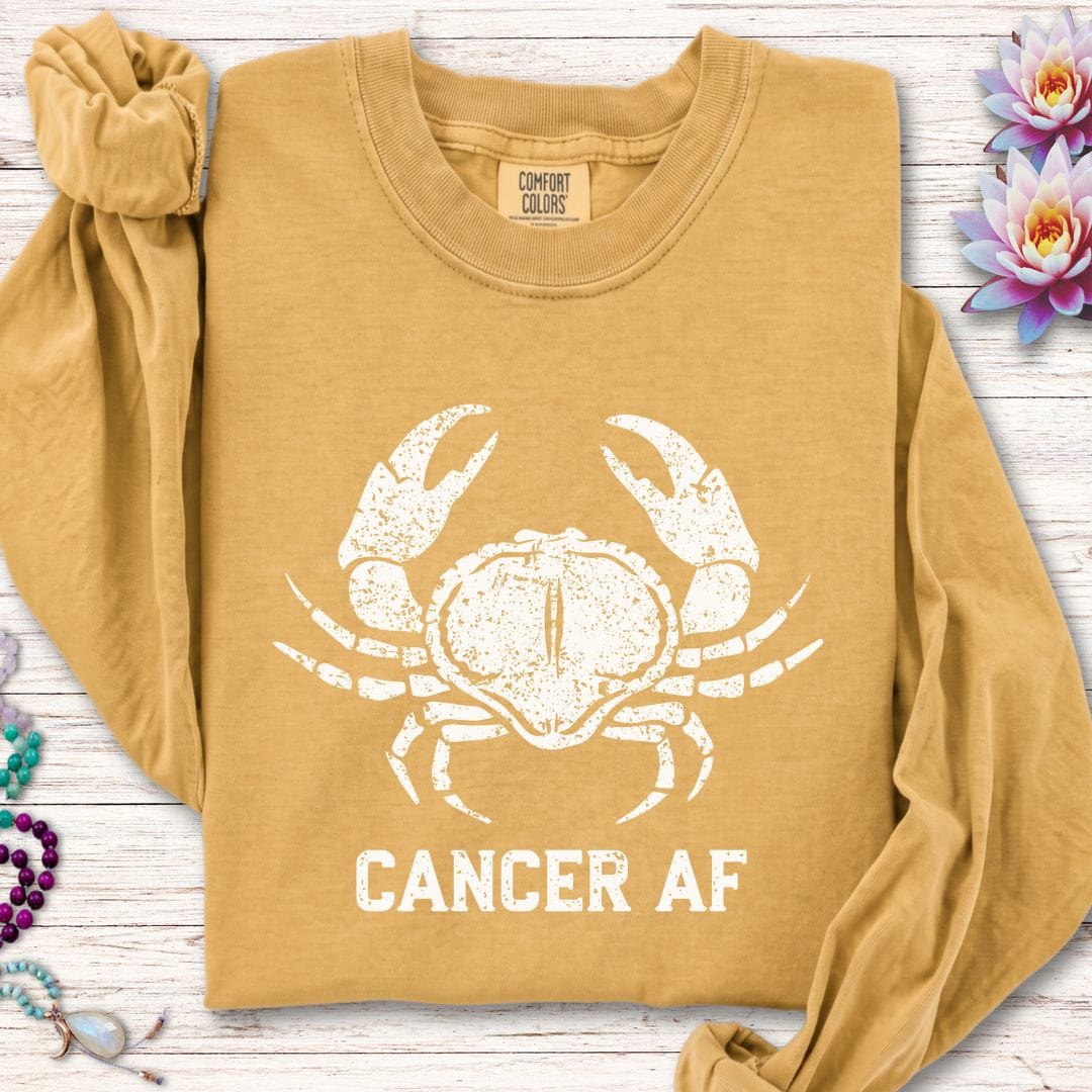 Cancer AF Long Sleeve Tee Mustard