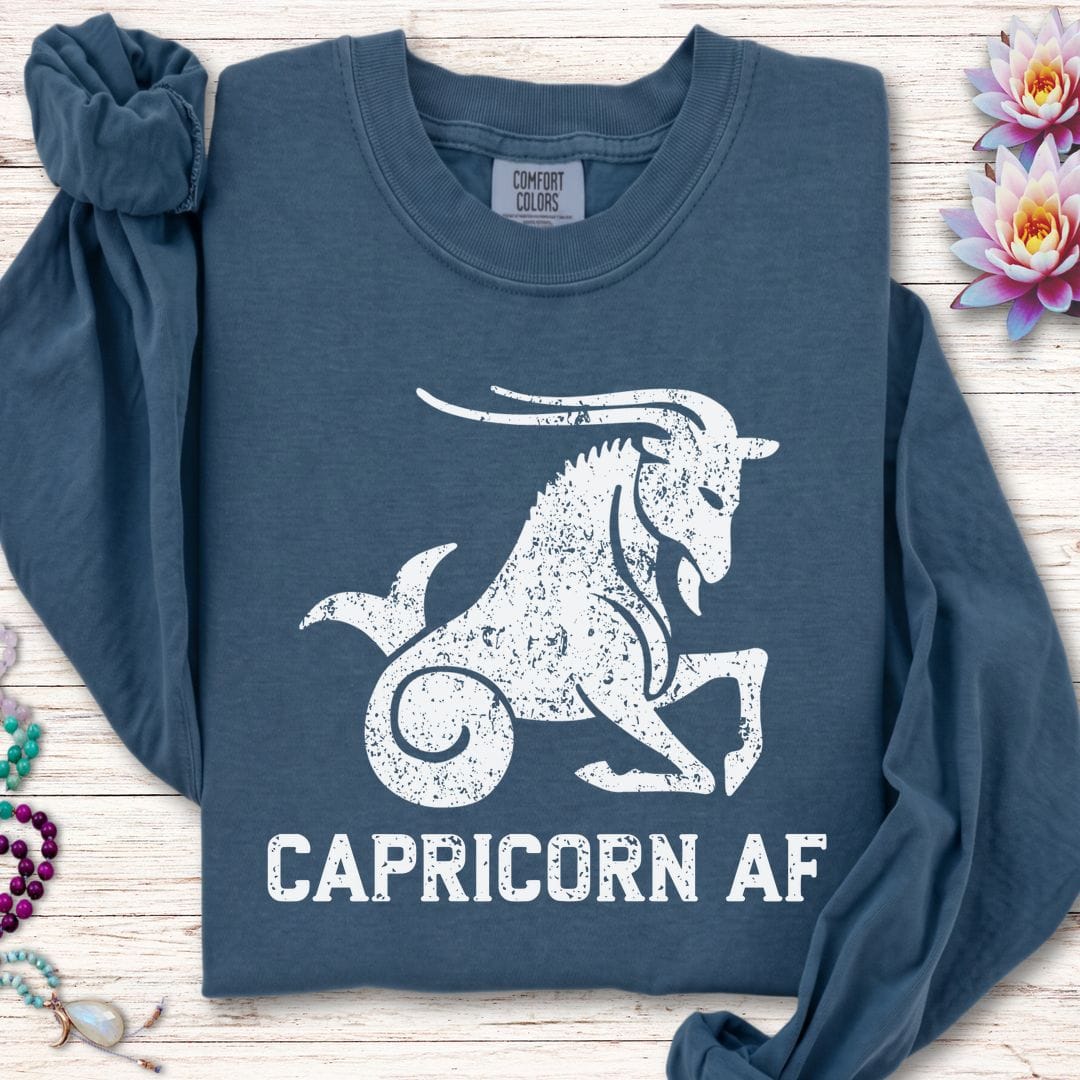 Capricorn AF Long Sleeve Tee Midnight