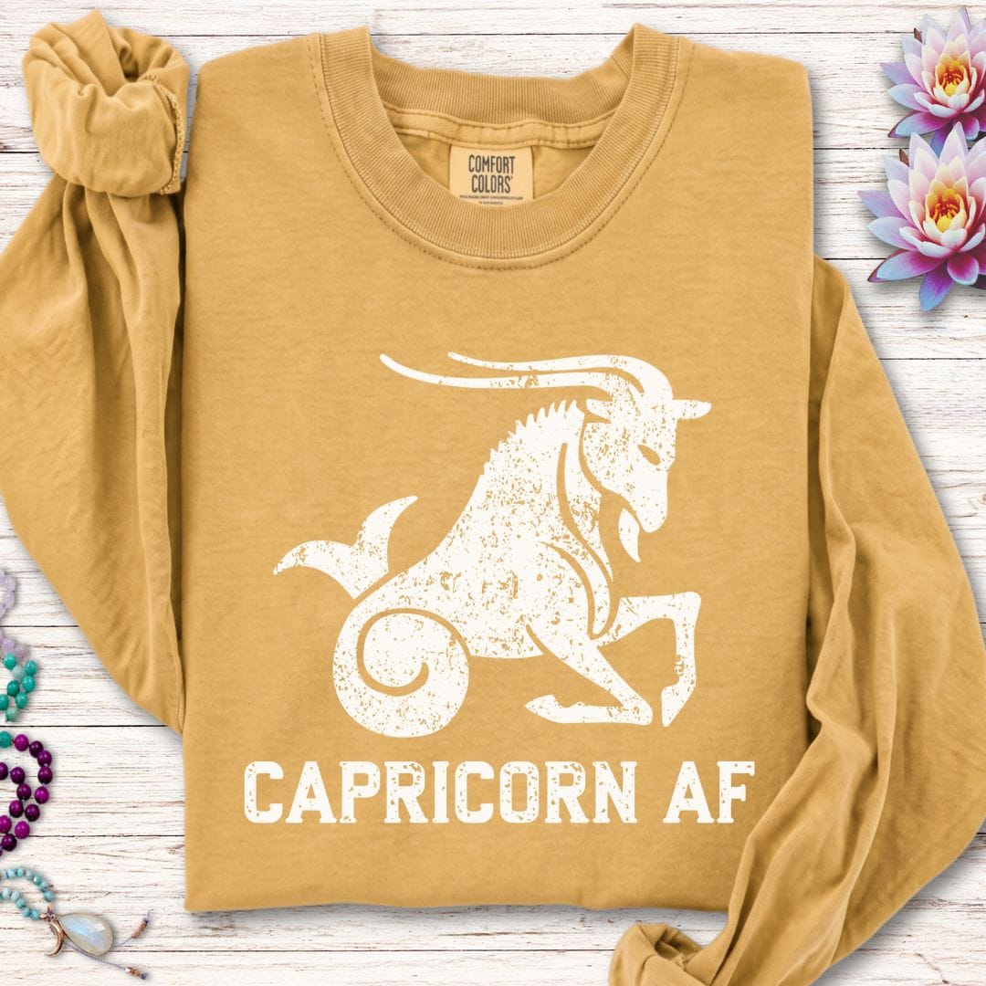 Capricorn AF Long Sleeve Tee Mustard