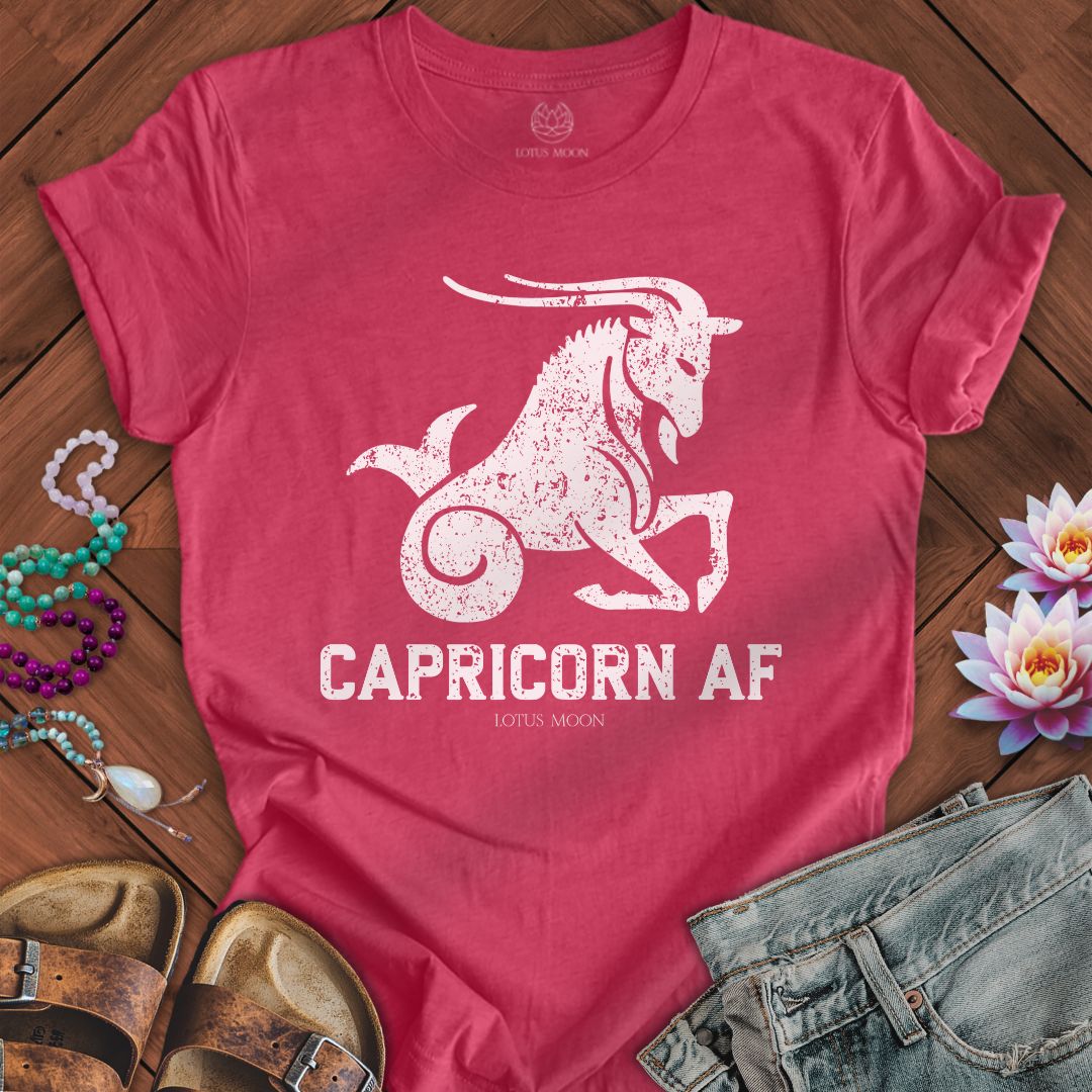 Lotus Moon Co. T-Shirt Capricorn AF Tee Heather Raspberry / S