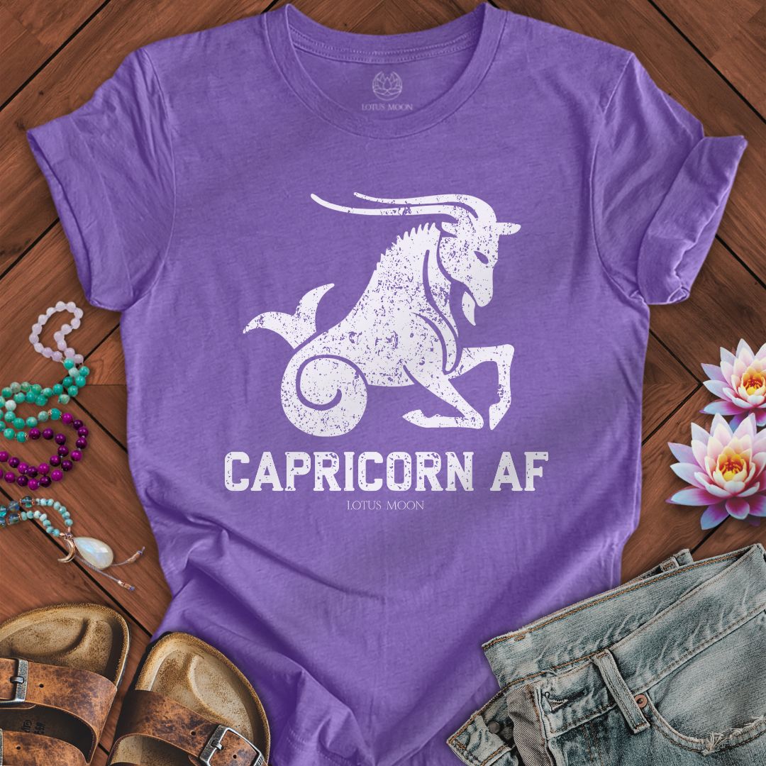 Lotus Moon Co. T-Shirt Capricorn AF Tee Heather Team Purple / S