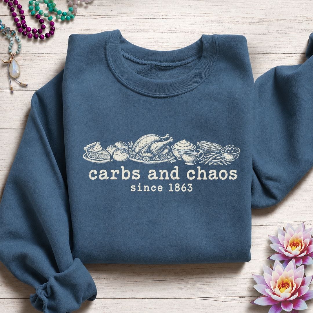 Printify Sweatshirt Carbs And Chaos Sweatshirt Indigo Blue / S