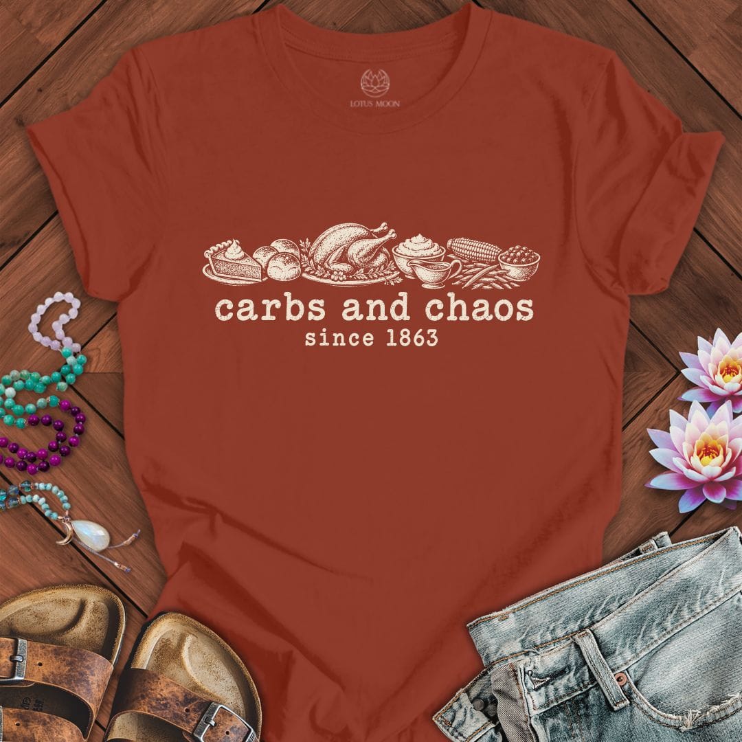 Carbs And Chaos Tee Rust
