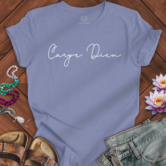 Carpe Diem Script Tee Lavender Blue