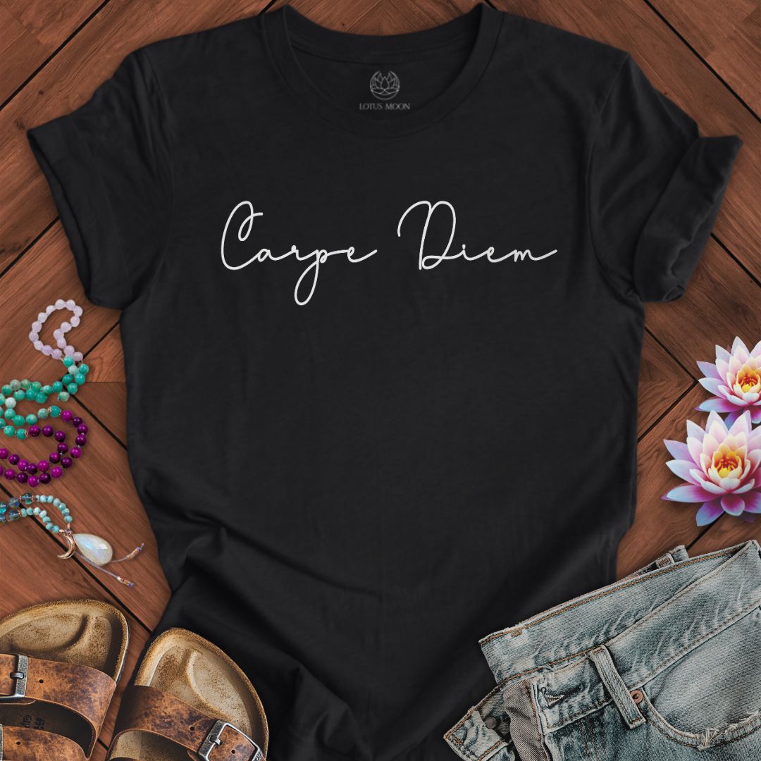 Carpe Diem Script Tee Solid Black Blend