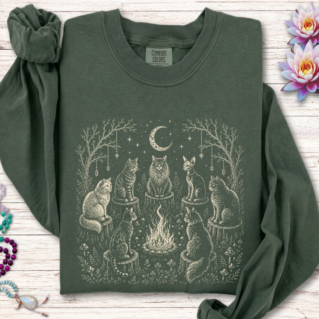 Printify Long-sleeve Cat Coven Long Sleeve Tee Hemp / S