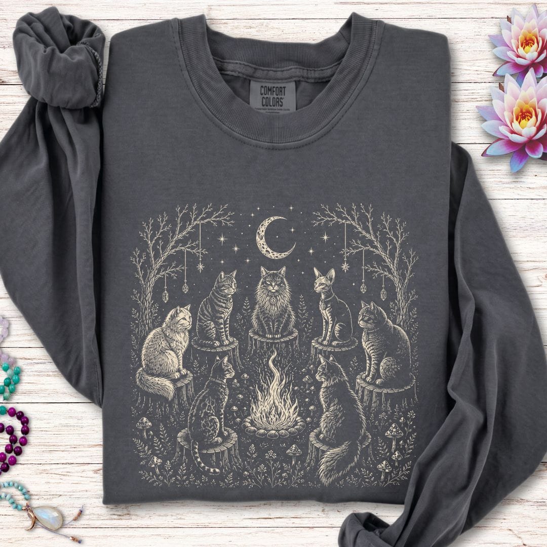 Printify Long-sleeve Cat Coven Long Sleeve Tee Pepper / S