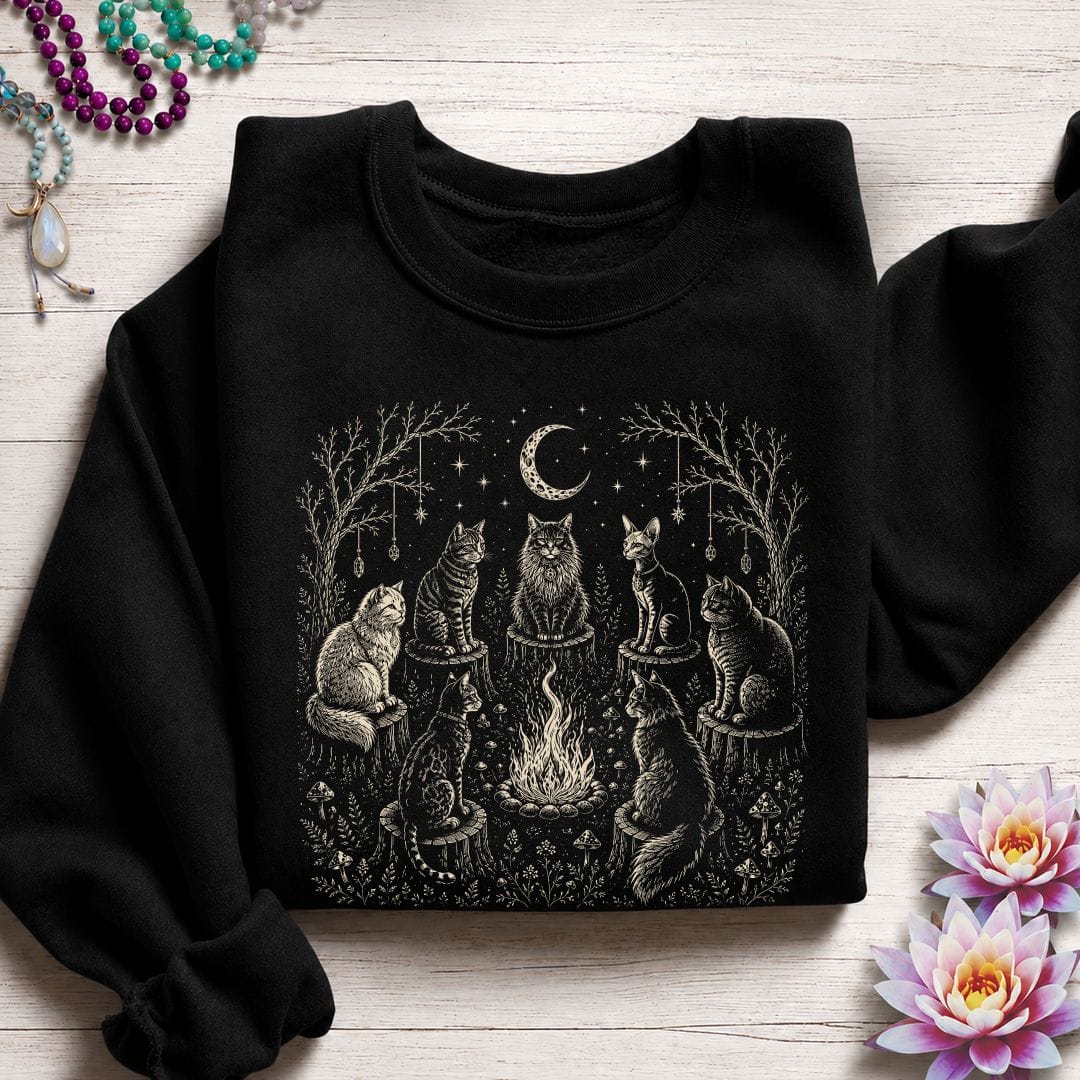 Printify Sweatshirt Cat Coven Sweatshirt Black / S
