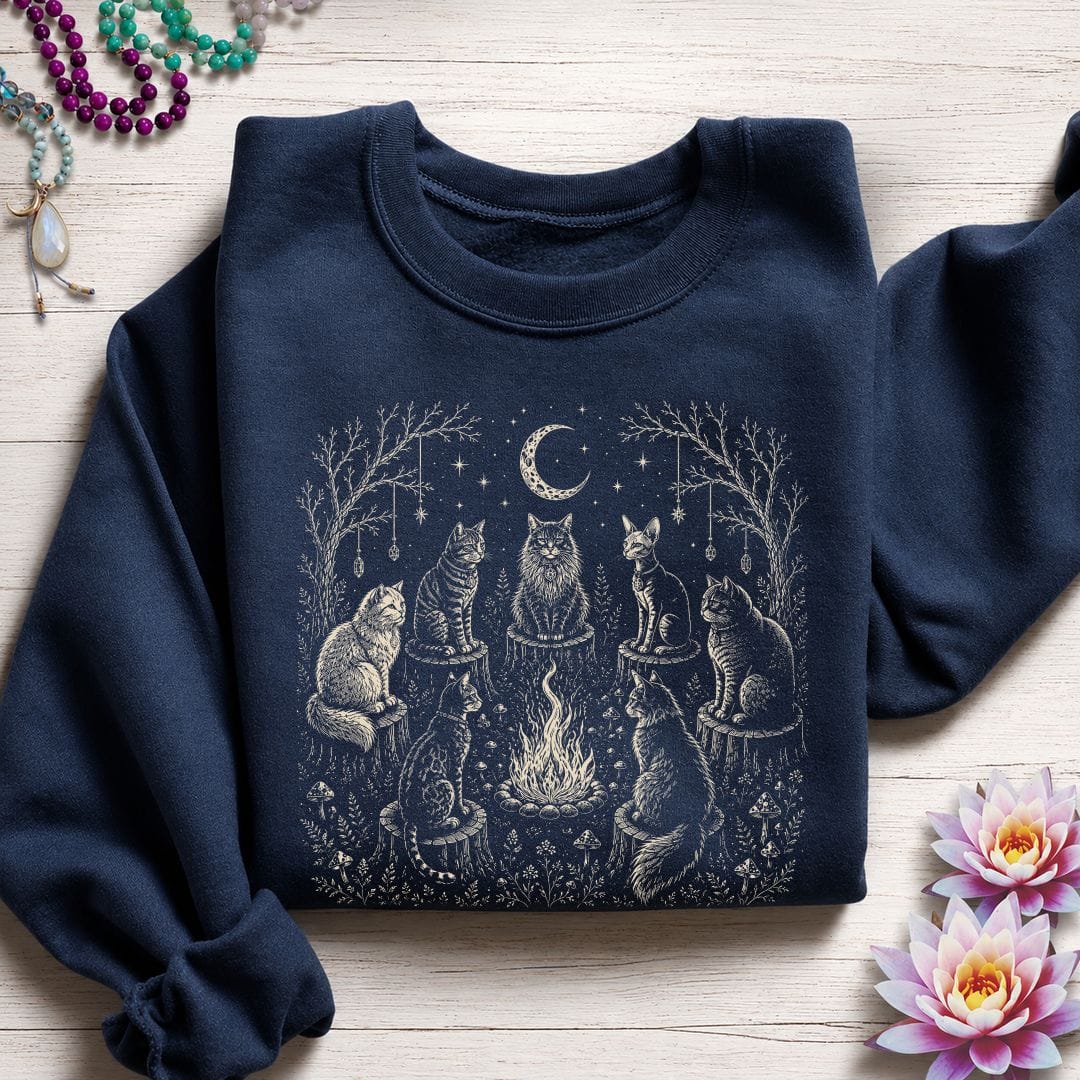 Printify Sweatshirt Cat Coven Sweatshirt Navy / S