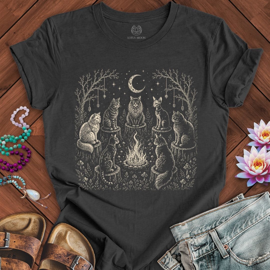 Printify T-Shirt Cat Coven Tee Dark Grey Heather / S