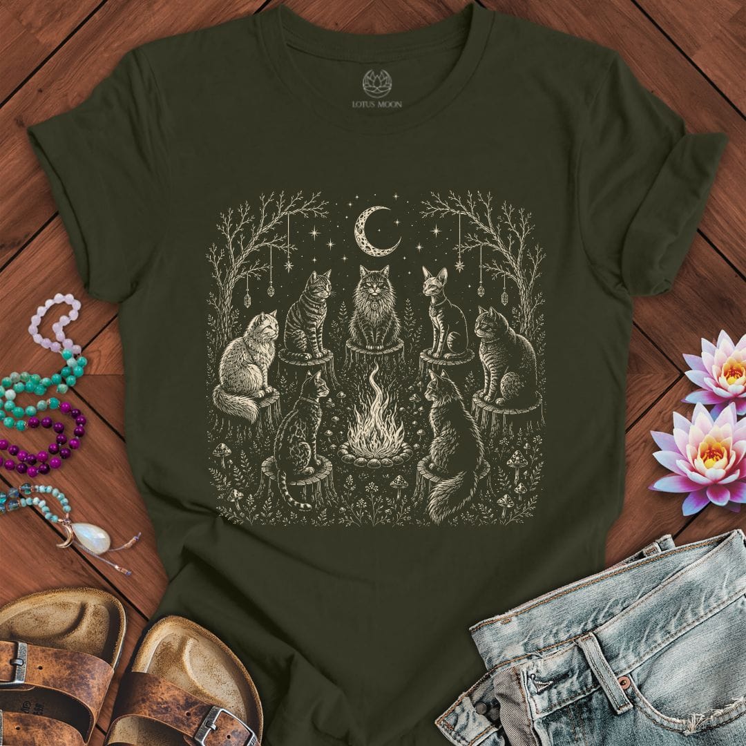 Printify T-Shirt Cat Coven Tee Dark Olive / S