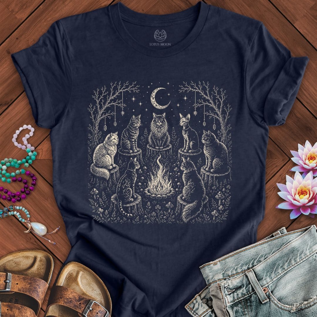 Printify T-Shirt Cat Coven Tee Heather Midnight Navy / S