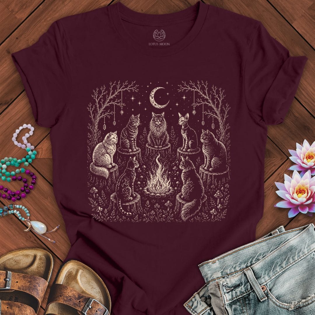Printify T-Shirt Cat Coven Tee Maroon / S