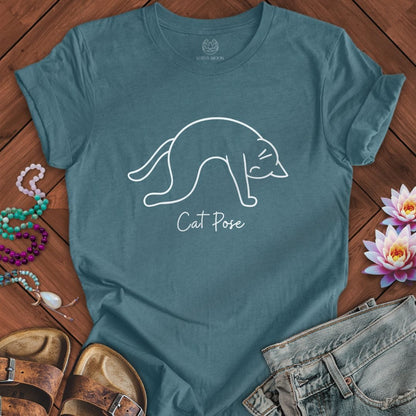 Cat Pose Tee Heather Deep Teal