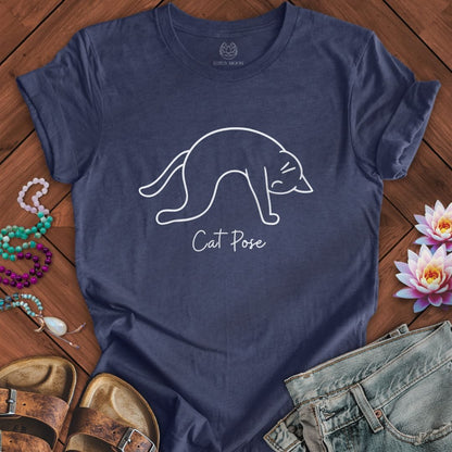Cat Pose Tee Heather Navy