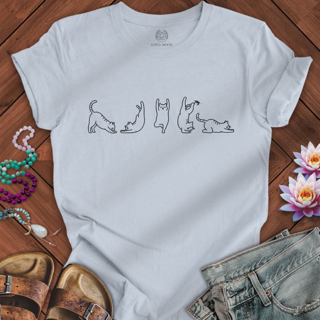 Cat Yoga Flow Tee Light Blue