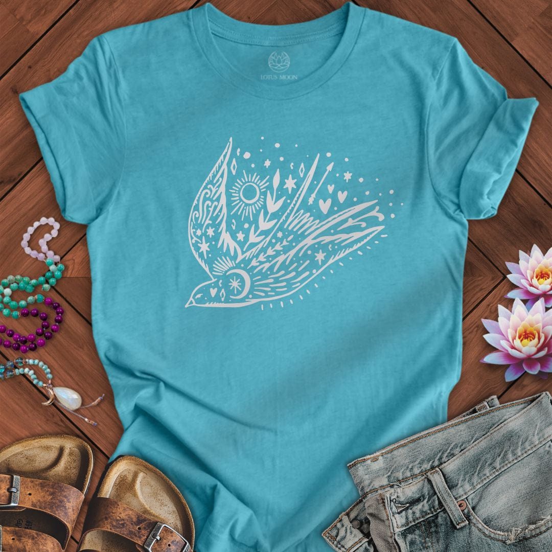 Celestial Bird Tee Heather Aqua