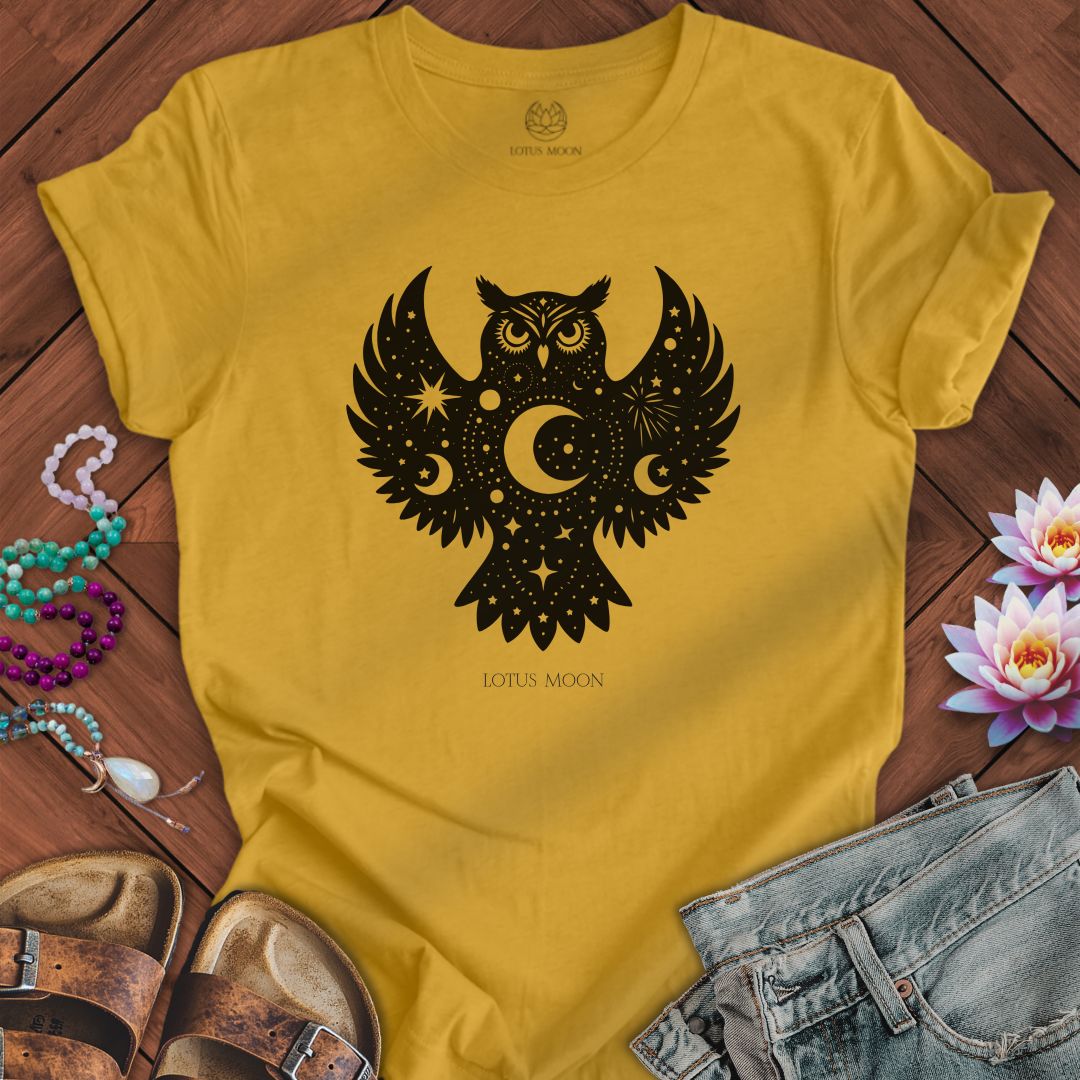 Celestial Owl Tee Heather Mustard