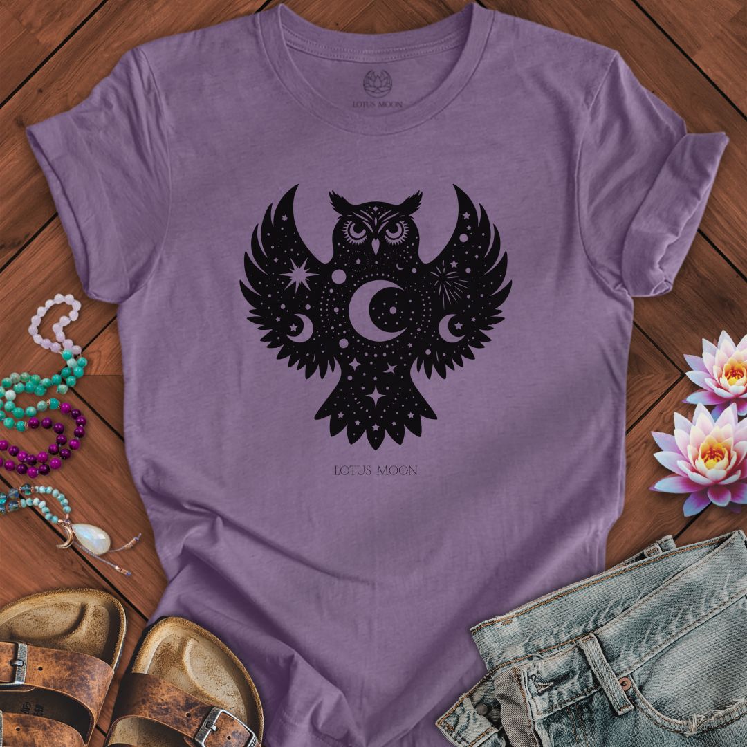 Celestial Owl Tee Heather Purple