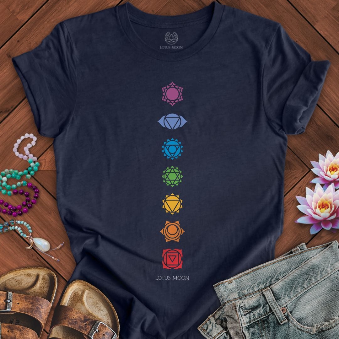 Chakra Symbols Tee Heather Midnight Navy