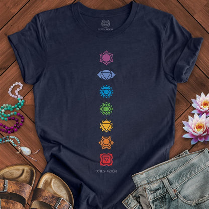 Chakra Symbols Tee Heather Midnight Navy