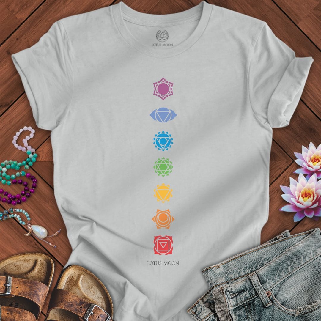 Chakra Symbols Tee Silver
