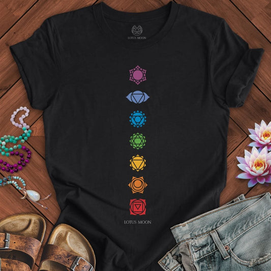 Chakra Symbols Tee Solid Black Blend