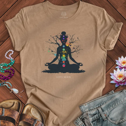 Chakra Tree Tee Heather Tan