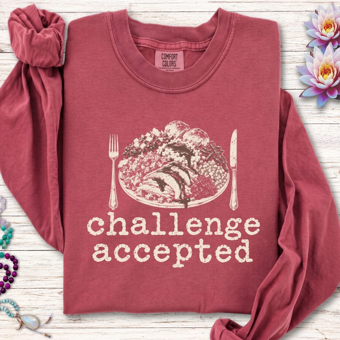 Challenge Accepted Long Sleeve Tee Crimson