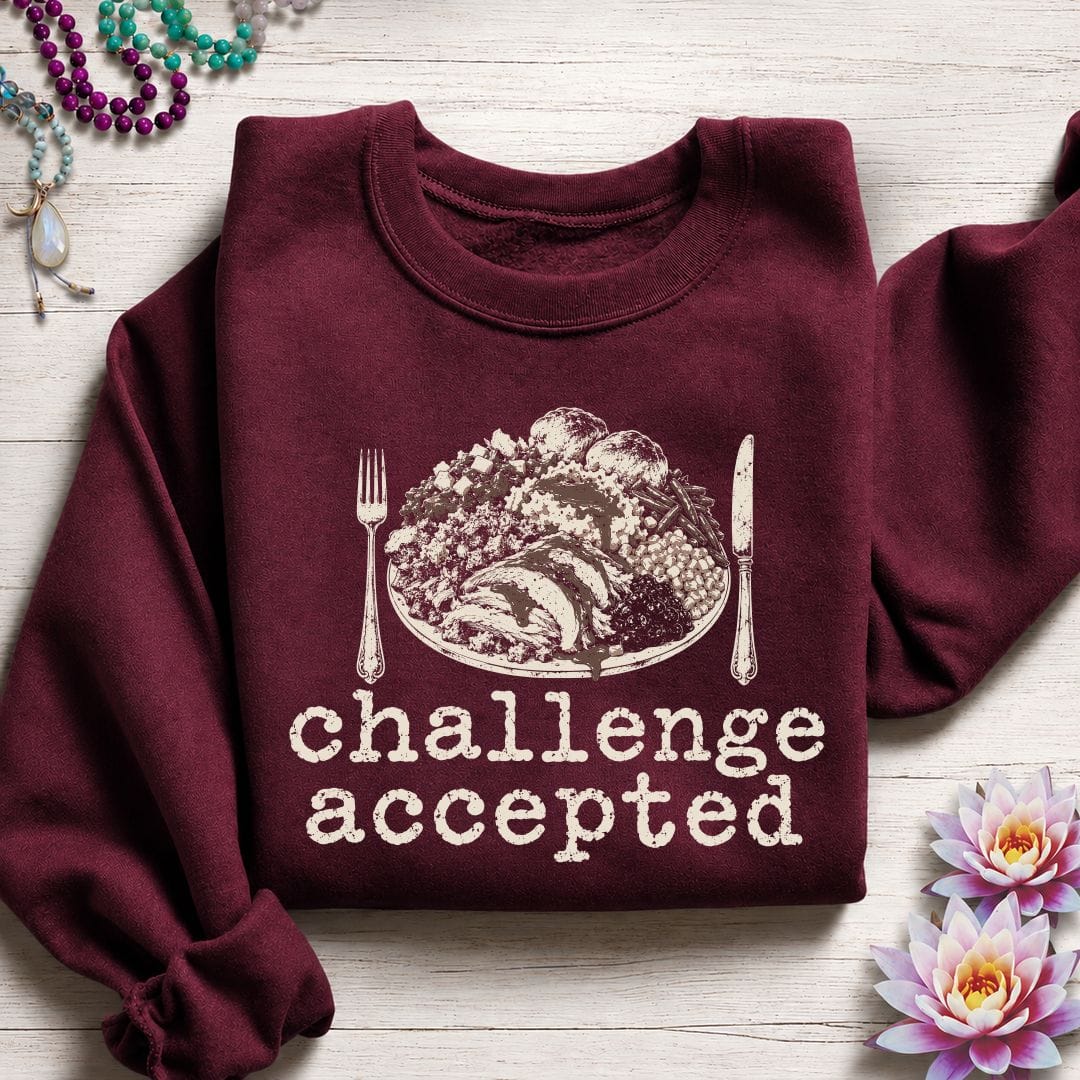 Printify Sweatshirt Challenge Accepted Sweatshirt Maroon / S