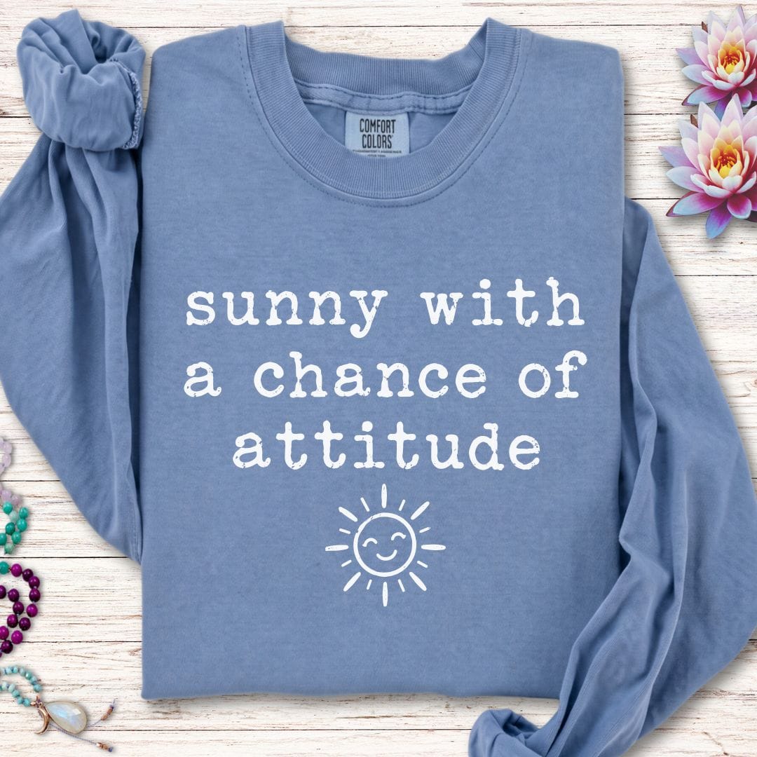 Chance Of Attitude Long Sleeve Tee Blue Jean
