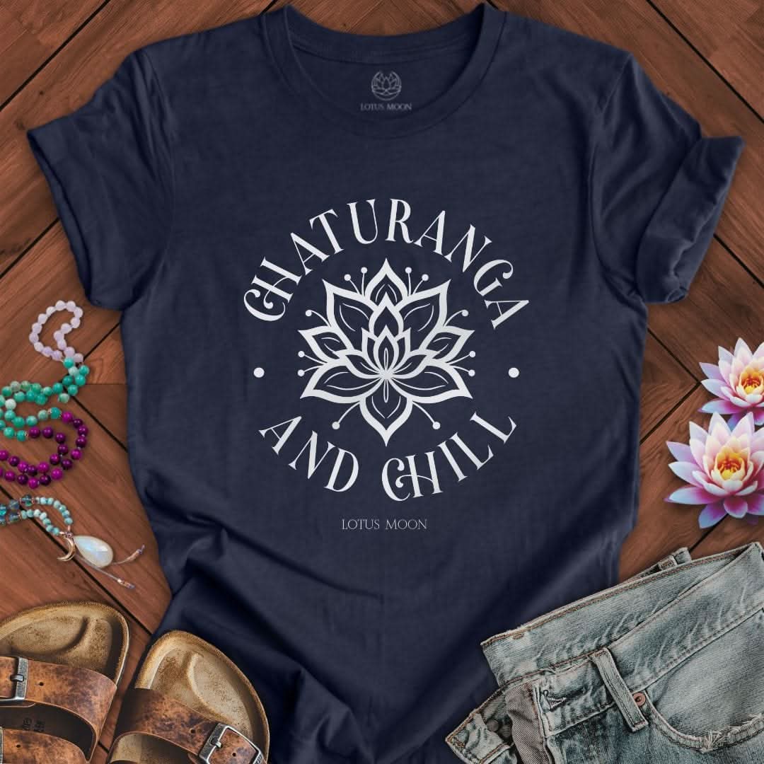 Chaturanga And Chill Tee Heather Midnight Navy