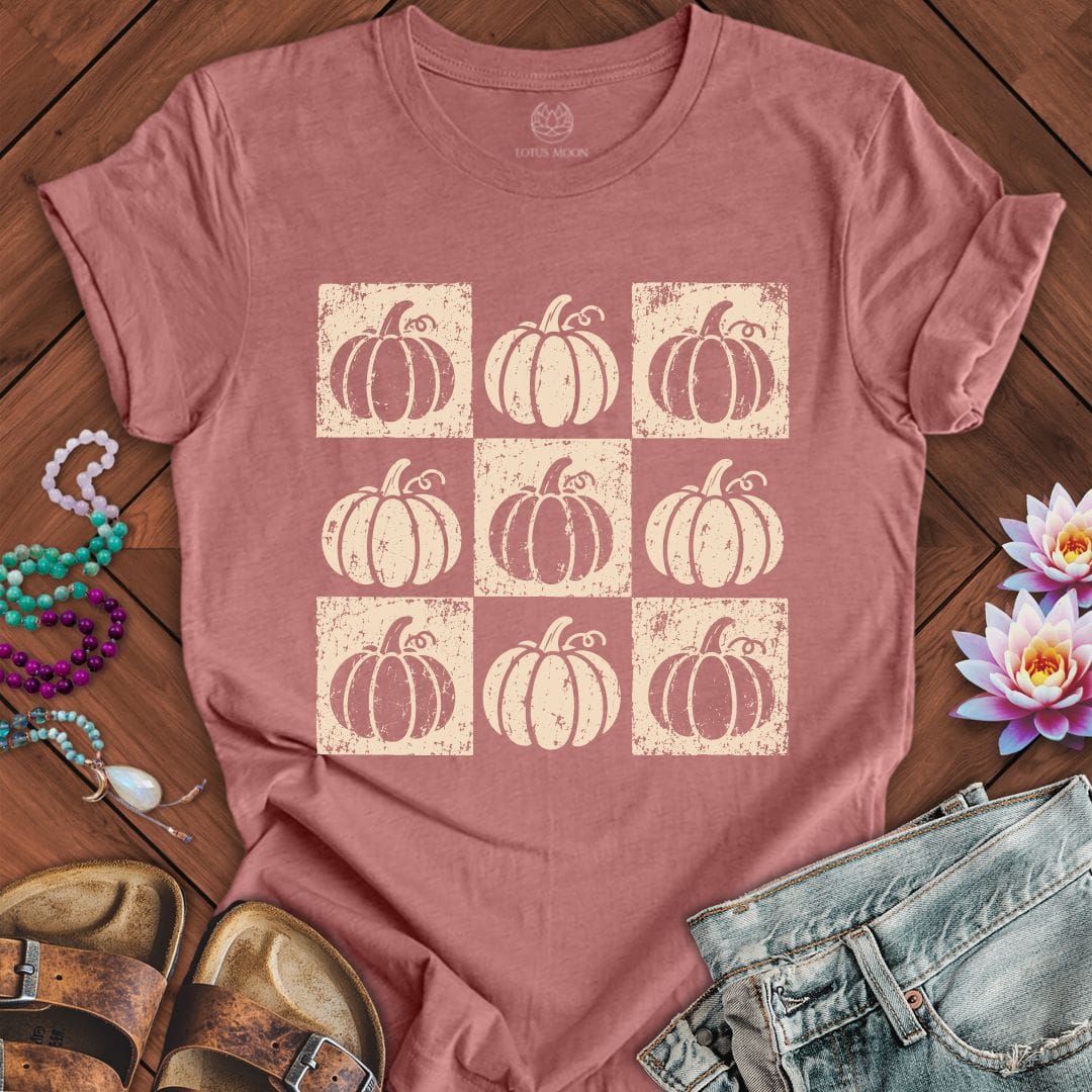 Checkered Pumpkins Tee Heather Mauve