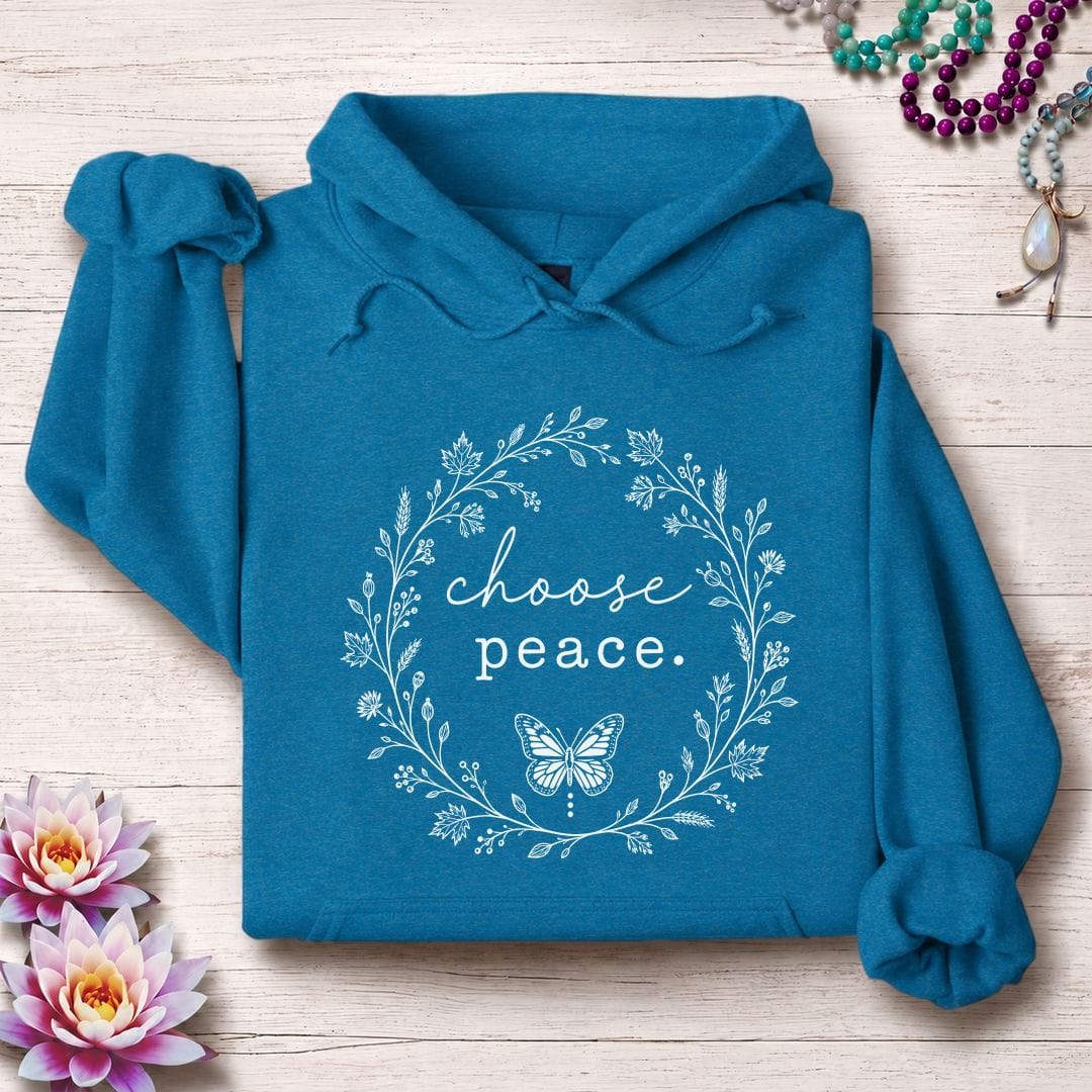 Printify Hoodie Choose Peace Hoodie Antique Sapphire / S