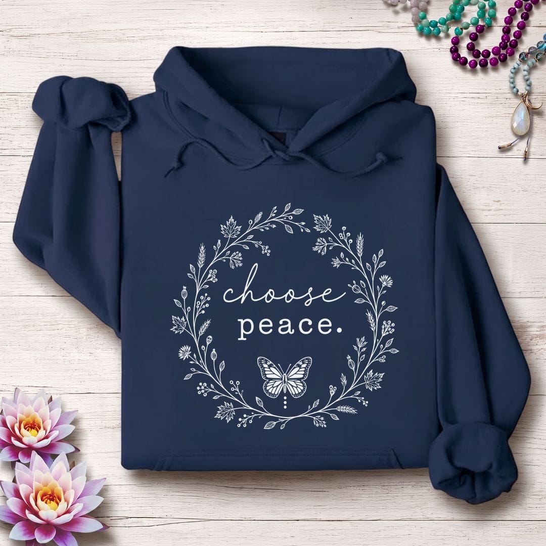 Printify Hoodie Choose Peace Hoodie Navy / S