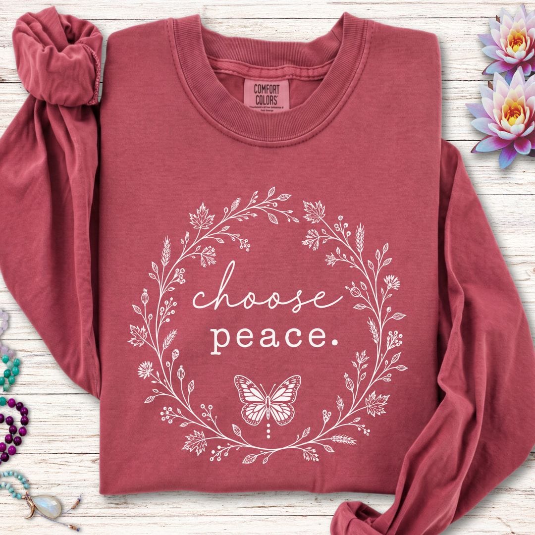Choose Peace Long Sleeve Tee Crimson