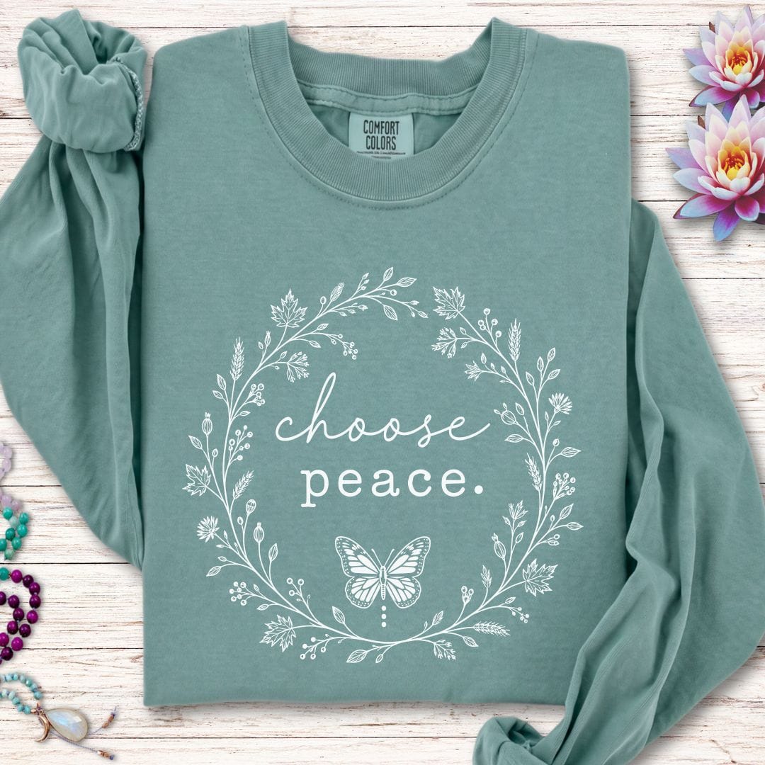 Choose Peace Long Sleeve Tee Light Green