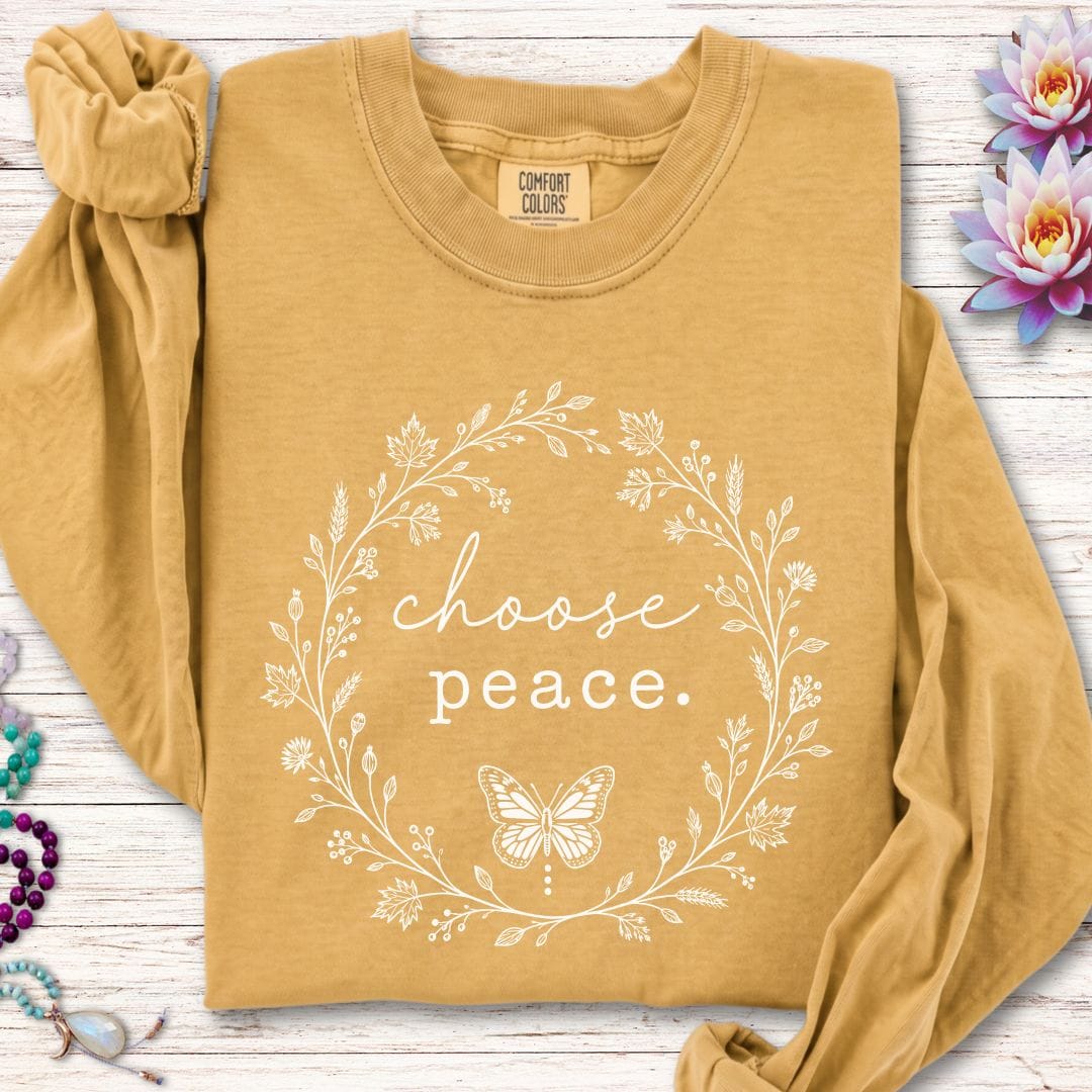 Choose Peace Long Sleeve Tee Mustard