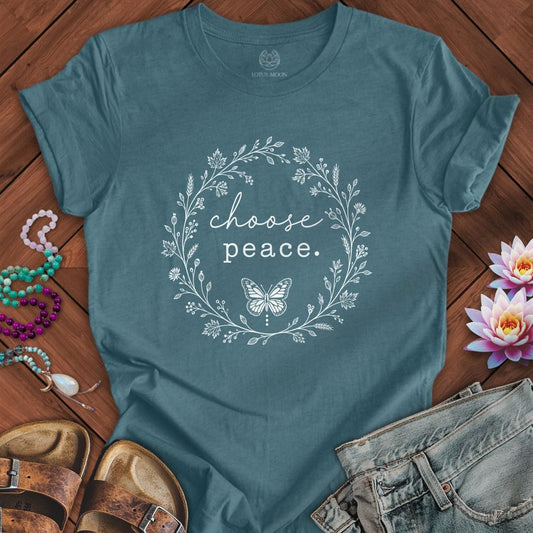 Choose Peace Tee Heather Deep Teal