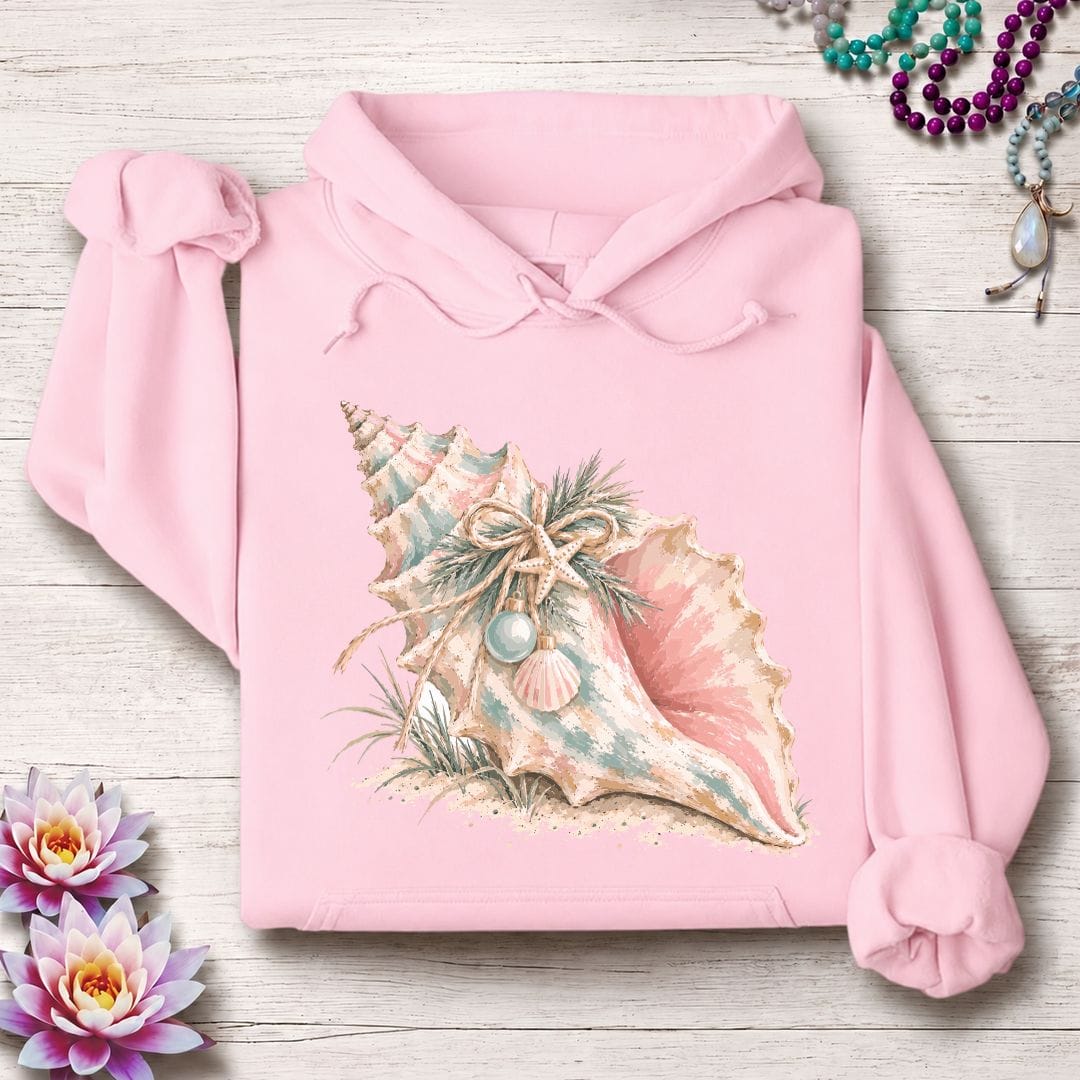 Printify Hoodie Christmas Conch Hoodie Light Pink / S