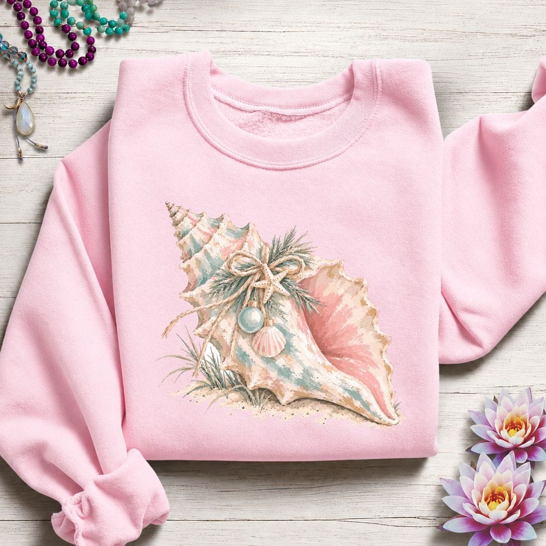 Christmas Conch Sweatshirt Light Pink