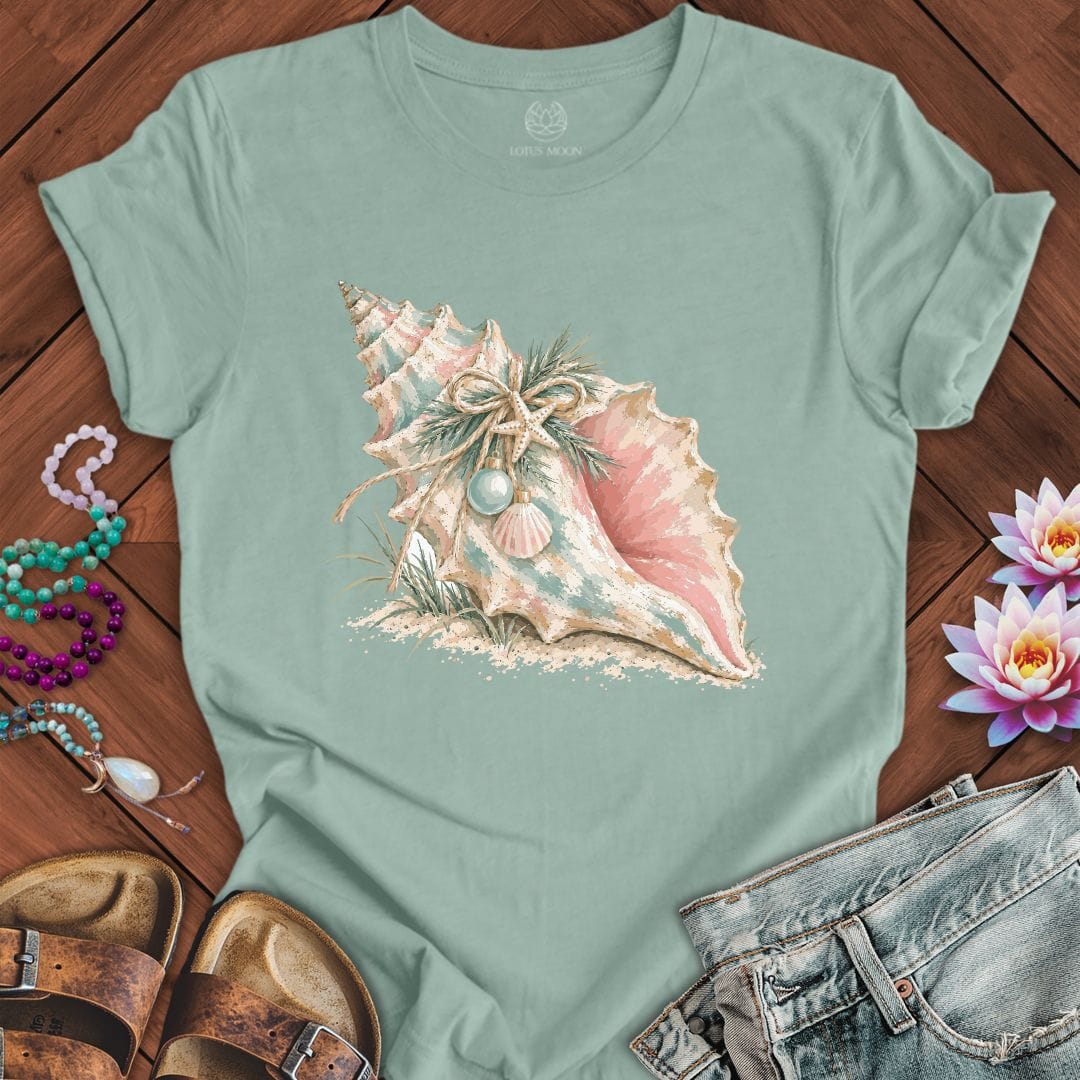 Christmas Conch Tee Dusty Blue