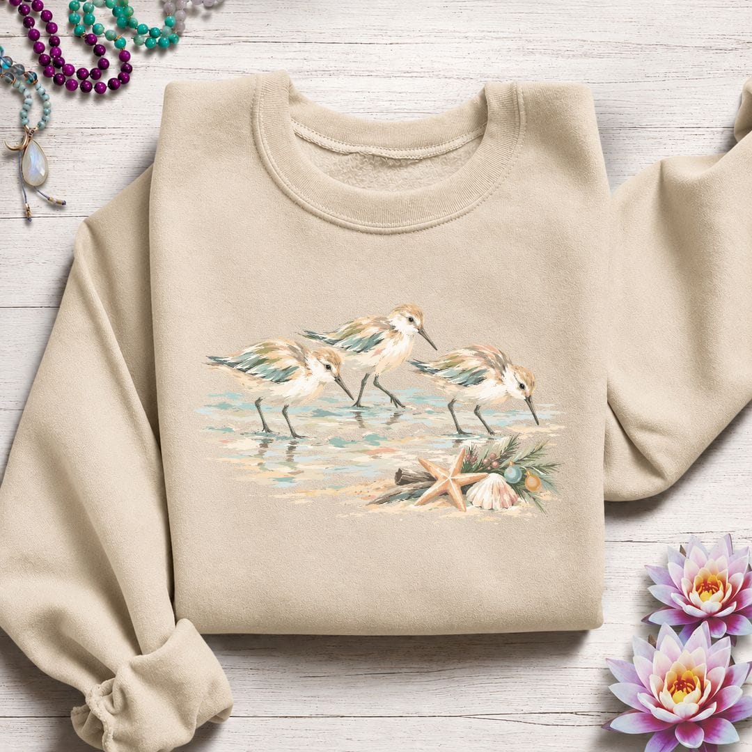 Printify Sweatshirt Christmas Sandpipers Sweatshirt Sand / S