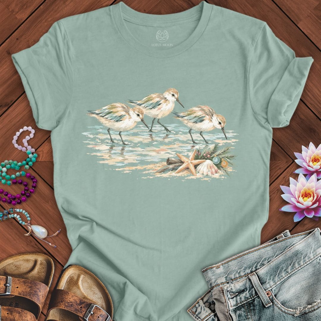 Christmas Sandpipers Tee Dusty Blue