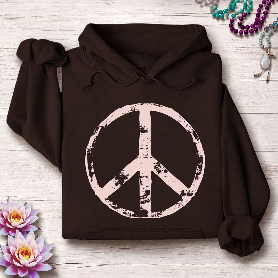 Printify Hoodie Classic Peace Hoodie Dark Chocolate / S