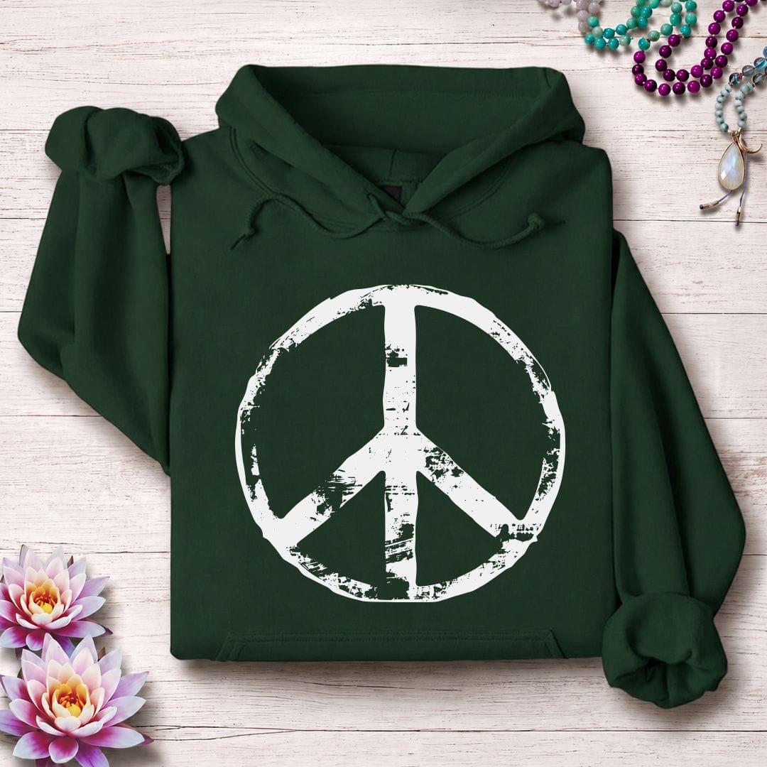 Printify Hoodie Classic Peace Hoodie Forest Green / S
